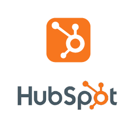 The hubspot's logo which is a white graph inside an orange rounded background and hubspot write below