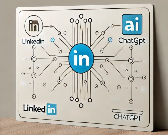 A minimalistic design illustrating the connection between LinkedIn and ChatGPT.