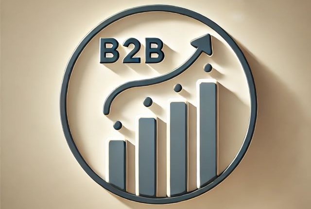 image featuring a B2B growth strategy symbol, with a sleek, modern bar chart icon. 