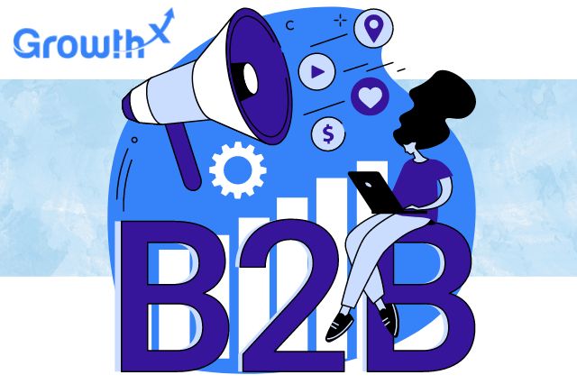 a visual representing b2b marketing with the word b2b written in large letters