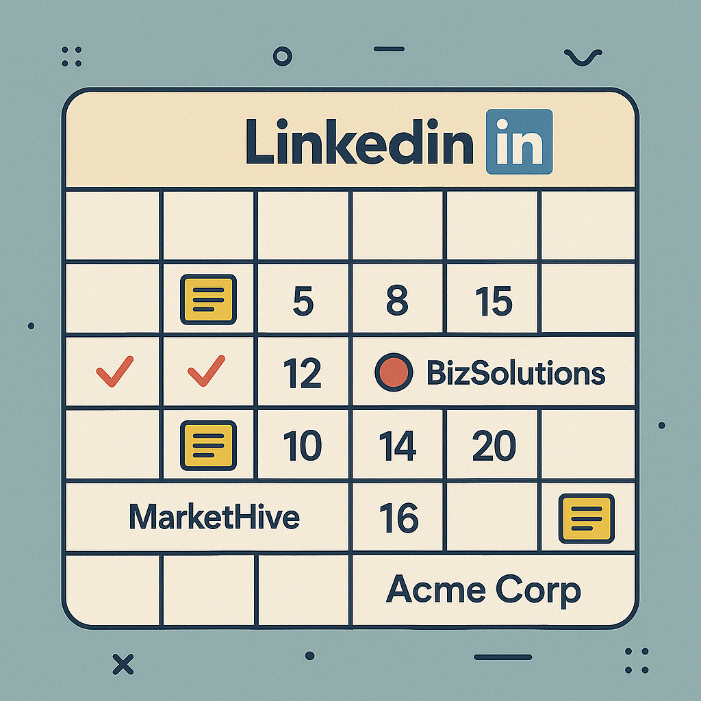 Corporate LinkedIn calendar with scheduled posts