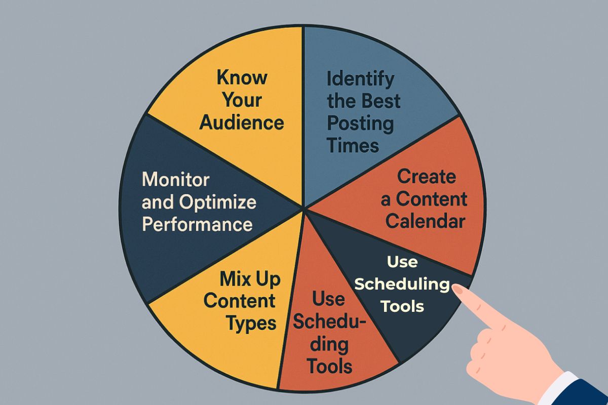 A pie chart on steps to execute LinkedIn scheduled posts